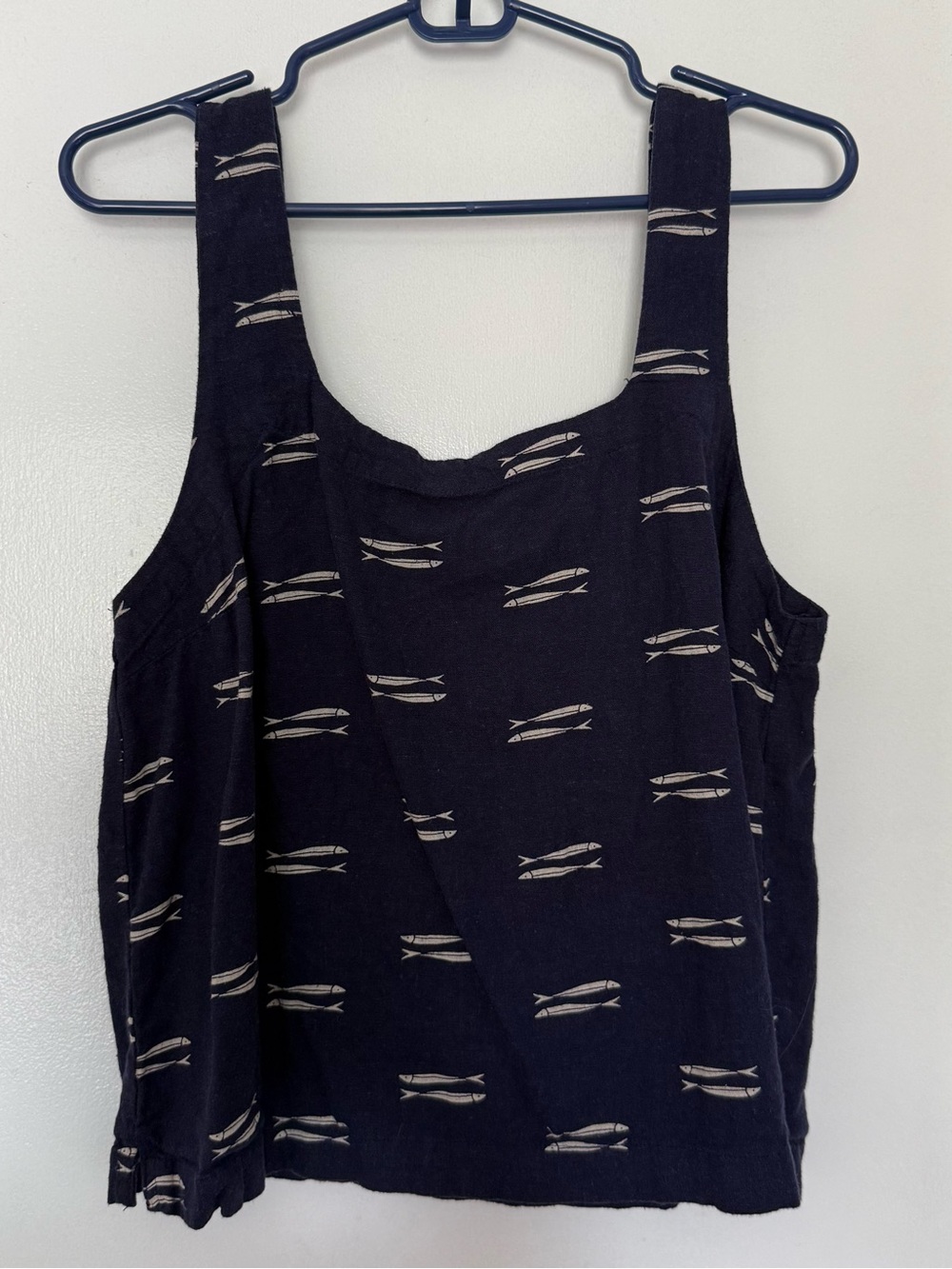 a new day Blue Square Neck Linen-Blend Tank